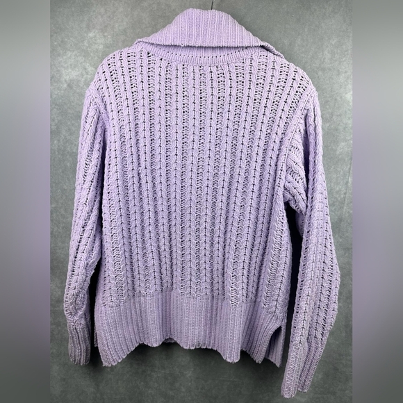 Aerie Cable Car Quarter Zip  Soft‎ Warm Purple Oversize Sweater Size XS - Picture 7 of 13